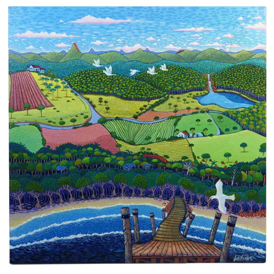 ROB DEN RONDEN (AUST.) 'SEA CHANGE' ACRYLIC ON CANVAS 800x800mm