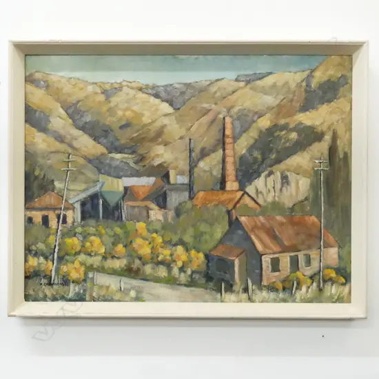 F. GRAYSON 'KAITANGATA MINE' OIL ON BOARD 450x600mm