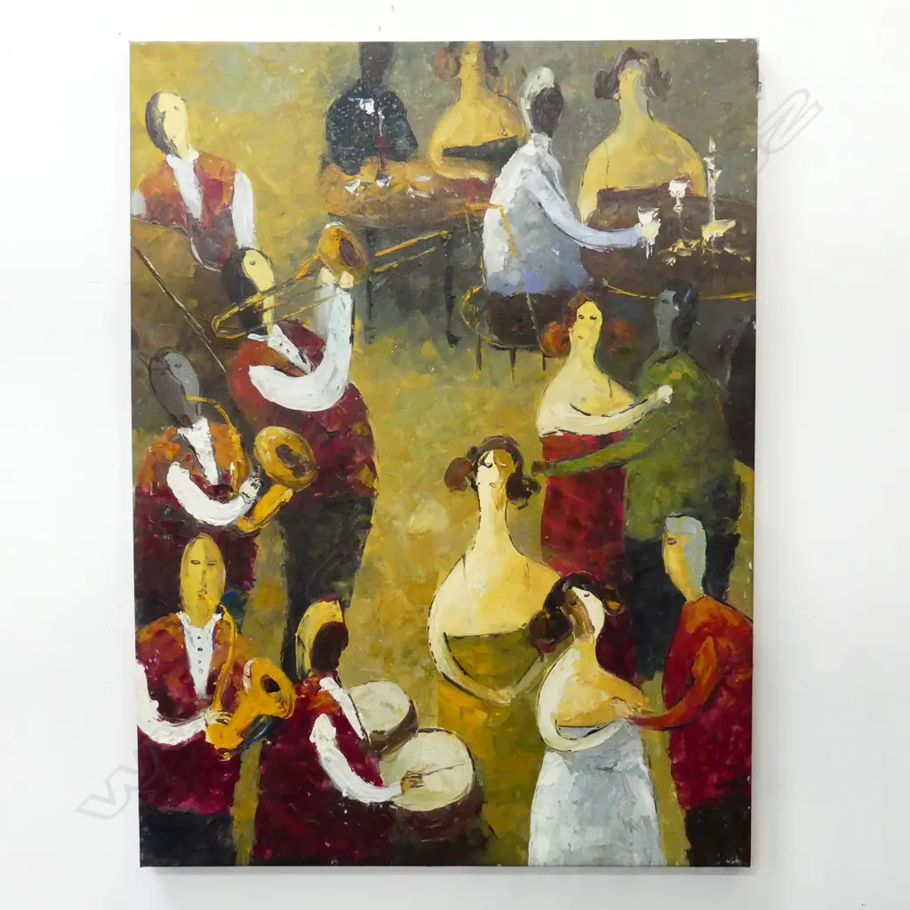 LG CONTEMPORARY OIL ON CANVAS, JAZZ SCENE, 1000x750mm Image 1++