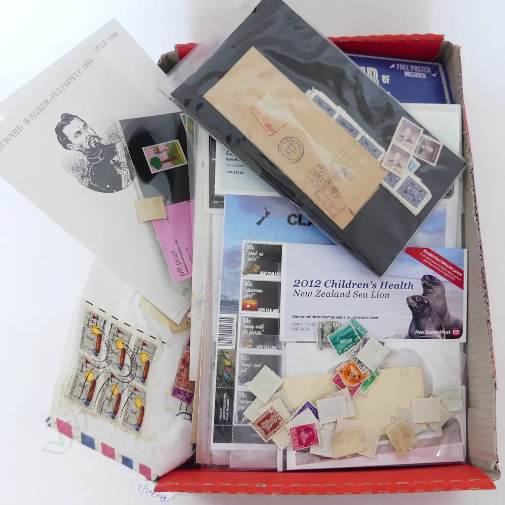 BOX ASST. LOOSE STAMPS, FIRST DAY COVERS ETC Image 1++