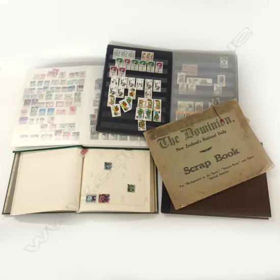 5 ASST. STAMP ALBUMS: CHINA FIRST HALF 20thC, 2 MOSTLY EMPTY, UK EMPIRE, NZ XMAS