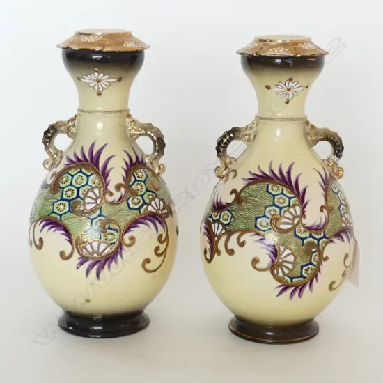 PR OF SATSUMA VASES H225MM