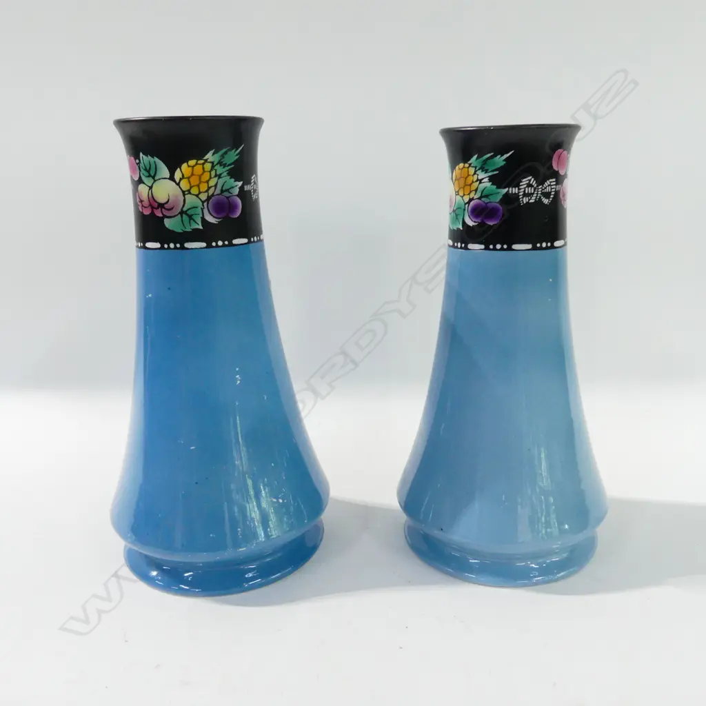 PR BLUE SHELLEY VASES 'NEW FRUIT BORDER' 1921, H.220mm Image 1++