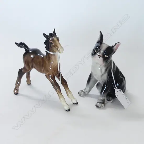 BESWICK FOAL + BOSTON BULL TERRIOR DOG puppy