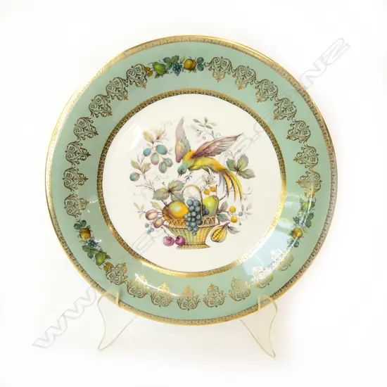 AYNSLEY CABINET PLATE DEPICTING BIRD & FRUIT BASKET, D.275mm