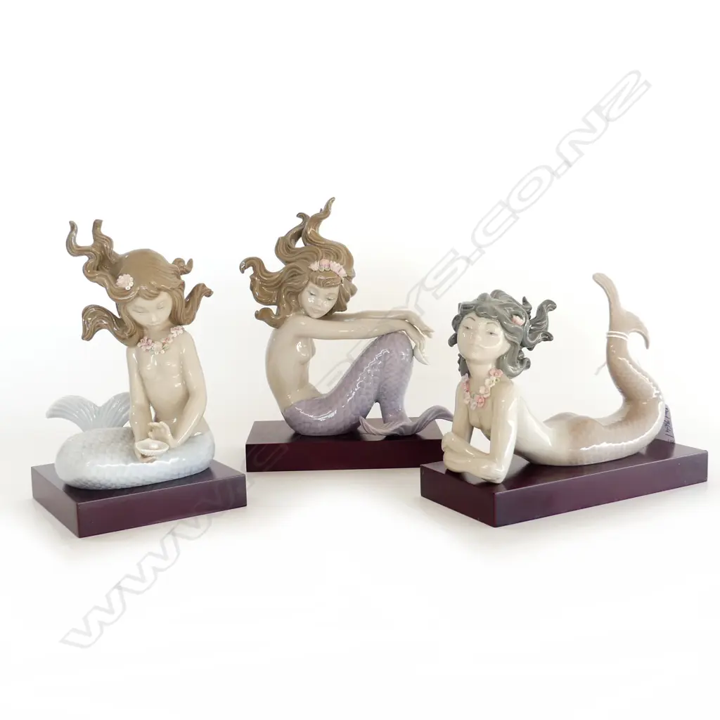 3 LLADRO MERMAIDS: #1413 ILLUSION, #1414 FANTASY, #1415 MIRAGE - each w. box L.160mm Image 1++