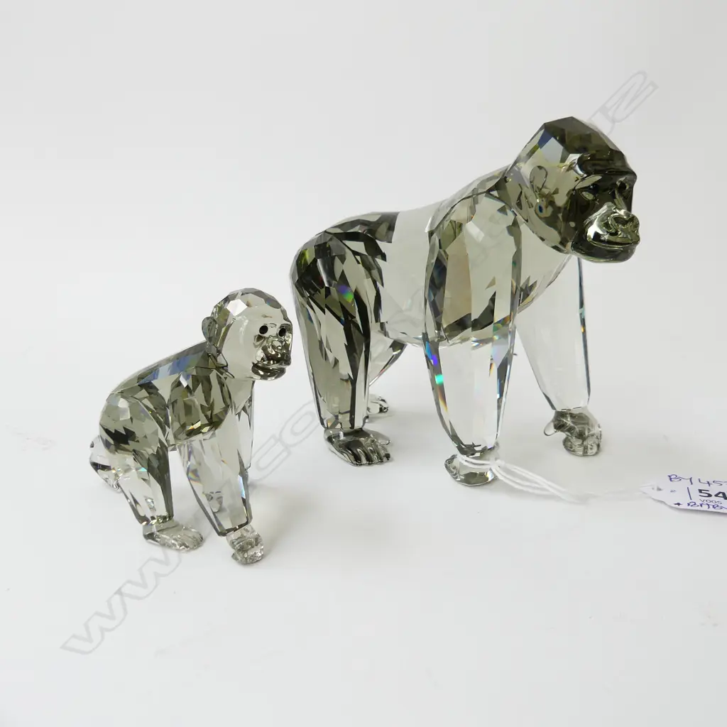 SWAROVSKI ENDANGERED WILDLIFE GORILLA & BABY H.105mm, BOXED Image 1++