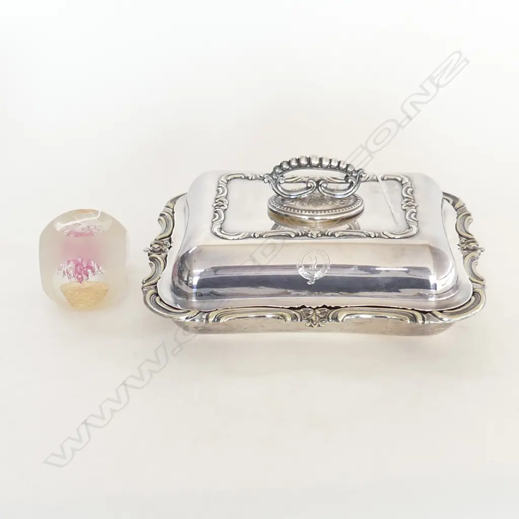 GLASS PAPER WIEGHT & EP VEG TURREEN Image 1++