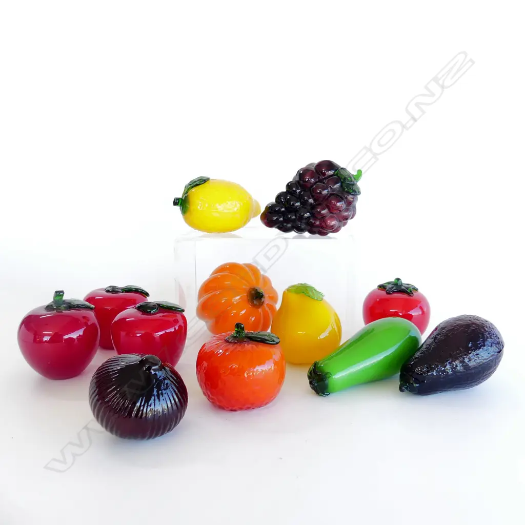 LRG 12PC COLLECTION OF ART GLASS FRUIT  Image 1++