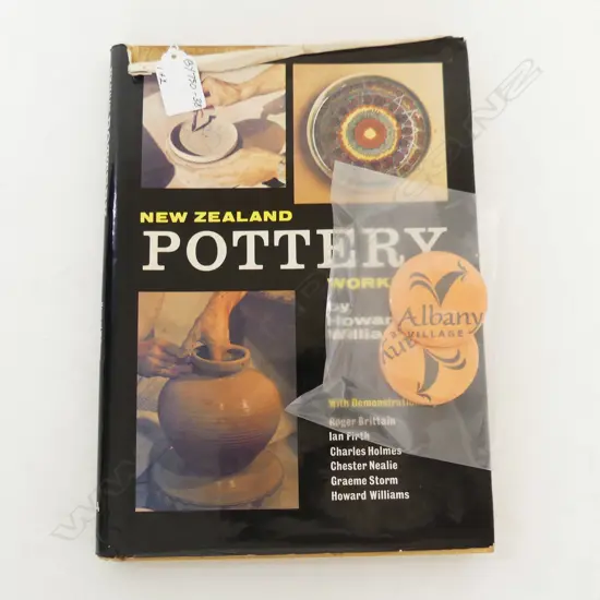 SIGNED COPY OF 'NEW ZEALAND POTTERY WORKBOOK' by HOWARD WILLIAMS & 2 BADGES DESIGNED BY BARBARA HOCKEHULL 1970s