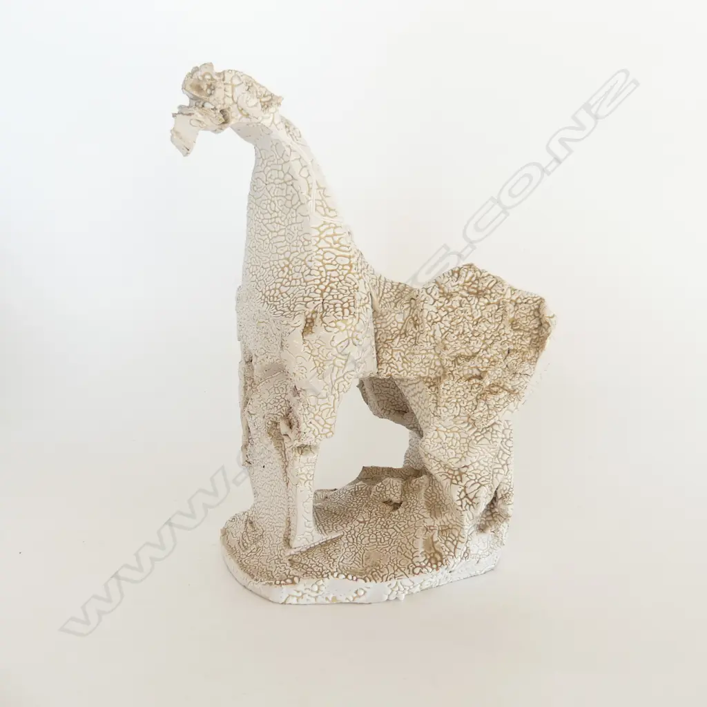 FRANCO GARELLI (ITALIAN 1909-73) ABSTRACT CERAMIC HORSE SCULPTURE, WHITE GLAZE H.250mm two minor chips Image 1++