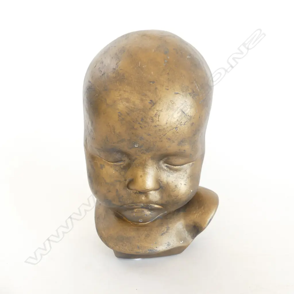 GILDED PASTER HEAD OF BABY H.200mm Image 1++