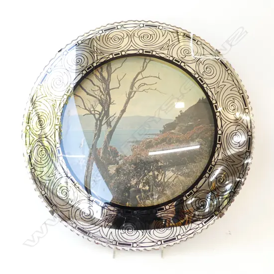 RETRO CONVEX MIRROR; FLOWERING POHUTUKAWAS, THAMES COAST 390mm dia