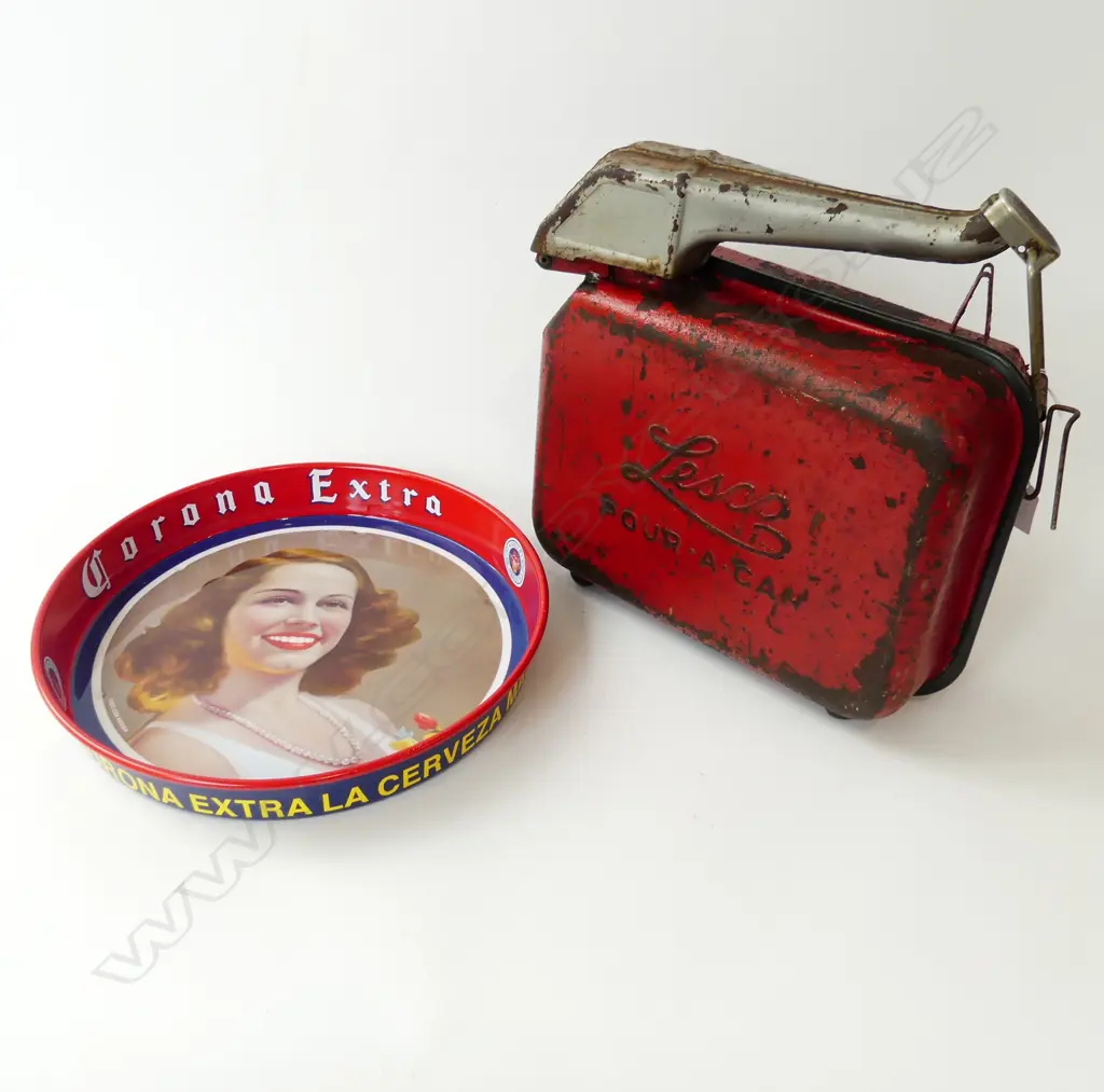 CORONA BEER TRAY 340mm dia + LESCO PETROL CAN Image 1++