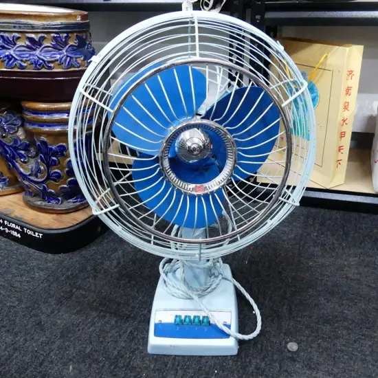 RETRO BLUE 60S DESK FAN H460MM