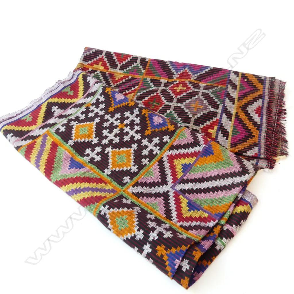 2 PHILLIPINES WOVEN SQUARE TEXTILE PANELS GEOMETRIC DESIGNS 800 X 820mm (48 & 49) Image 1++