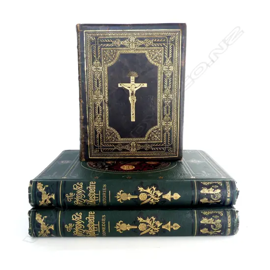 3 ANTIQUE BOOKS: HOLY BIBLE, 2 VOLS THE NATIONAL SHAKESPEARE