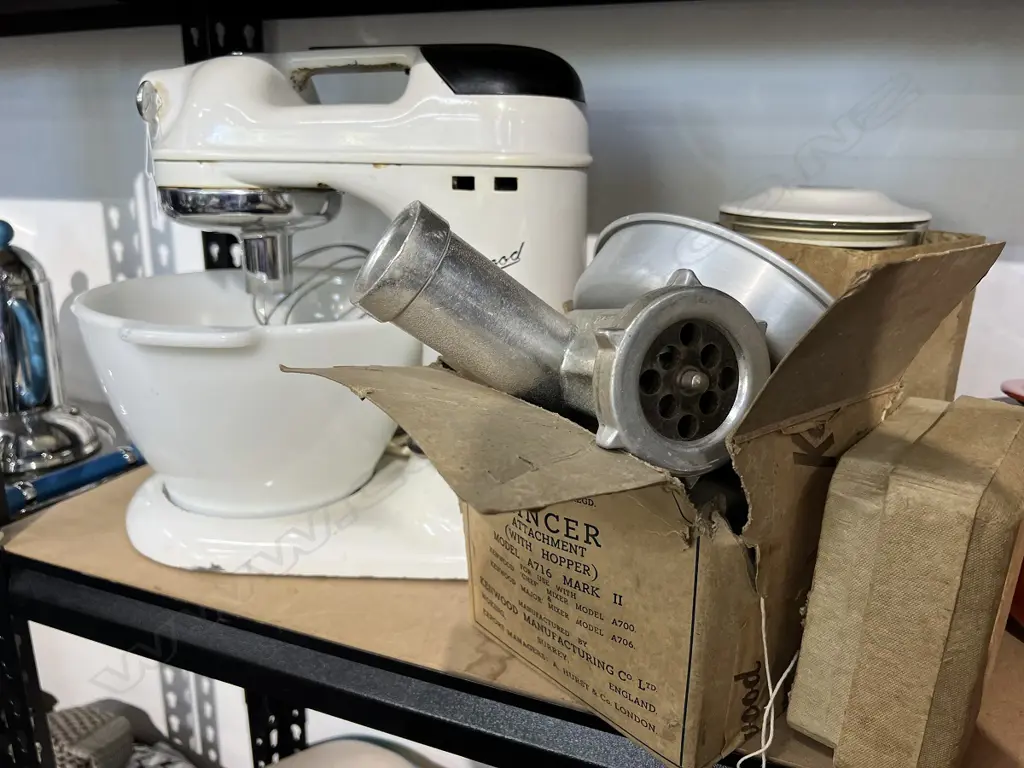 VINTAGE KENWOOD 'CHEF' MIXER w mincer & other boxed accessory click to see extra photos below Image 1++