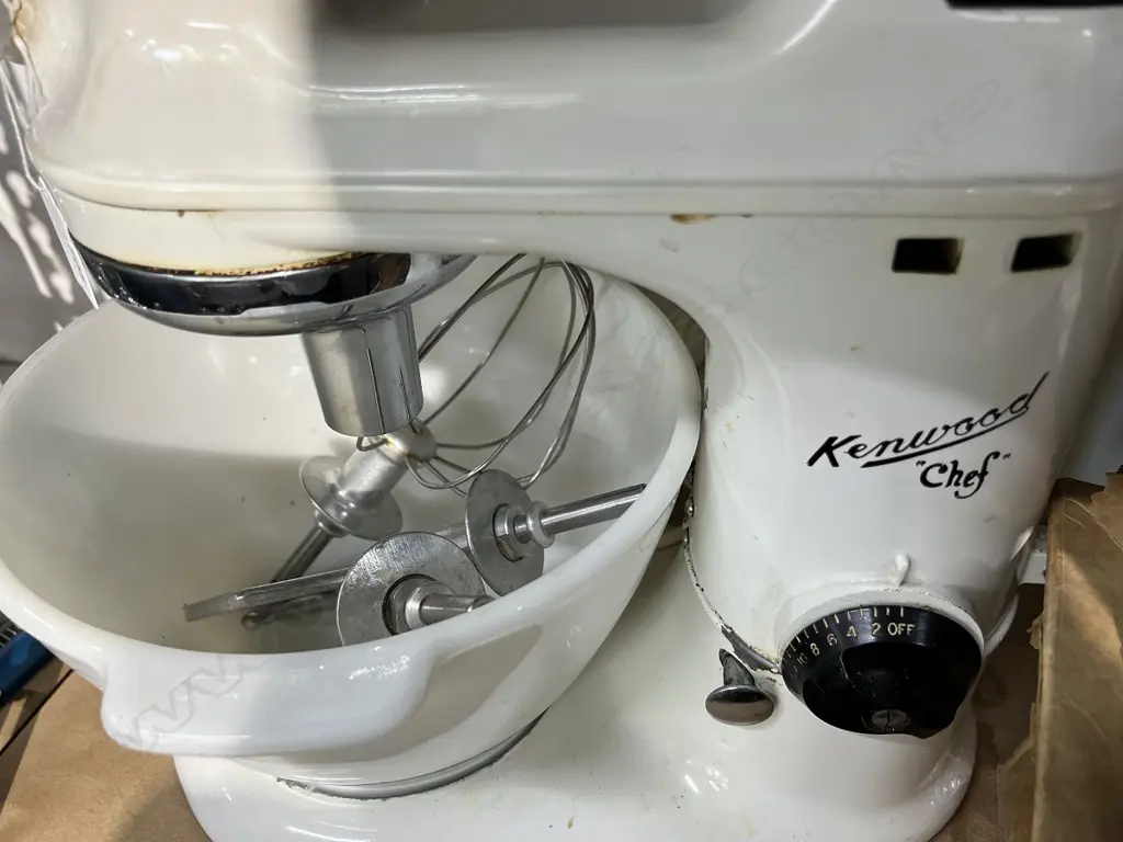 VINTAGE KENWOOD 'CHEF' MIXER w mincer & other boxed accessory click to see extra photos below Image 1++