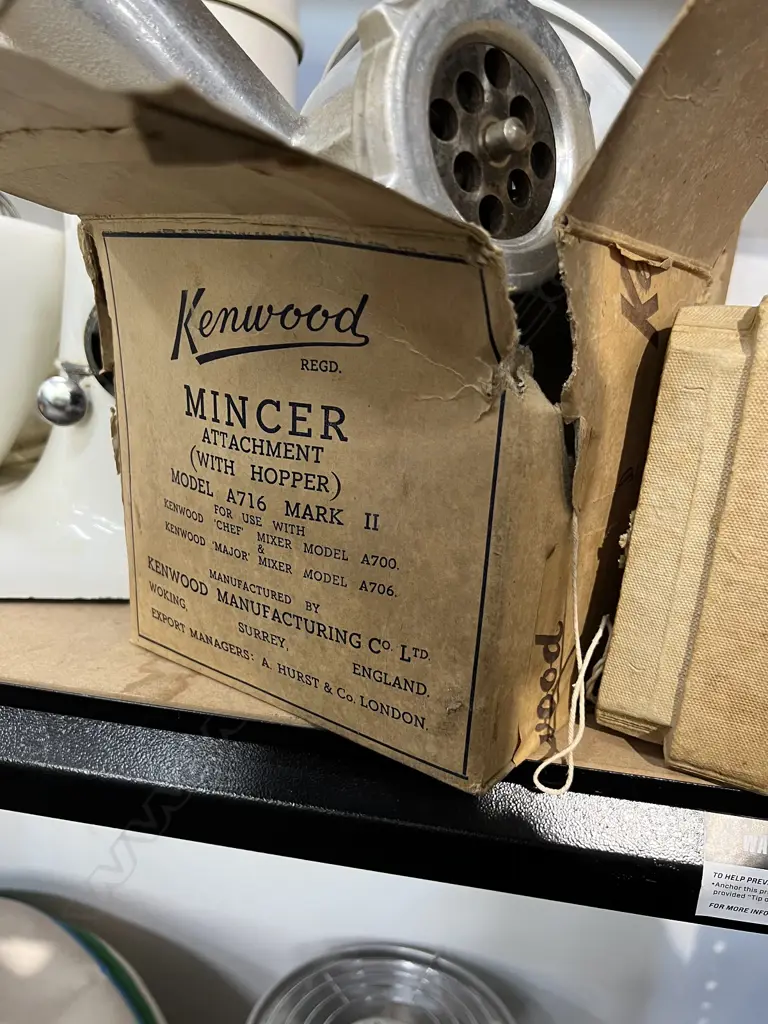 VINTAGE KENWOOD 'CHEF' MIXER w mincer & other boxed accessory click to see extra photos below Image 1++