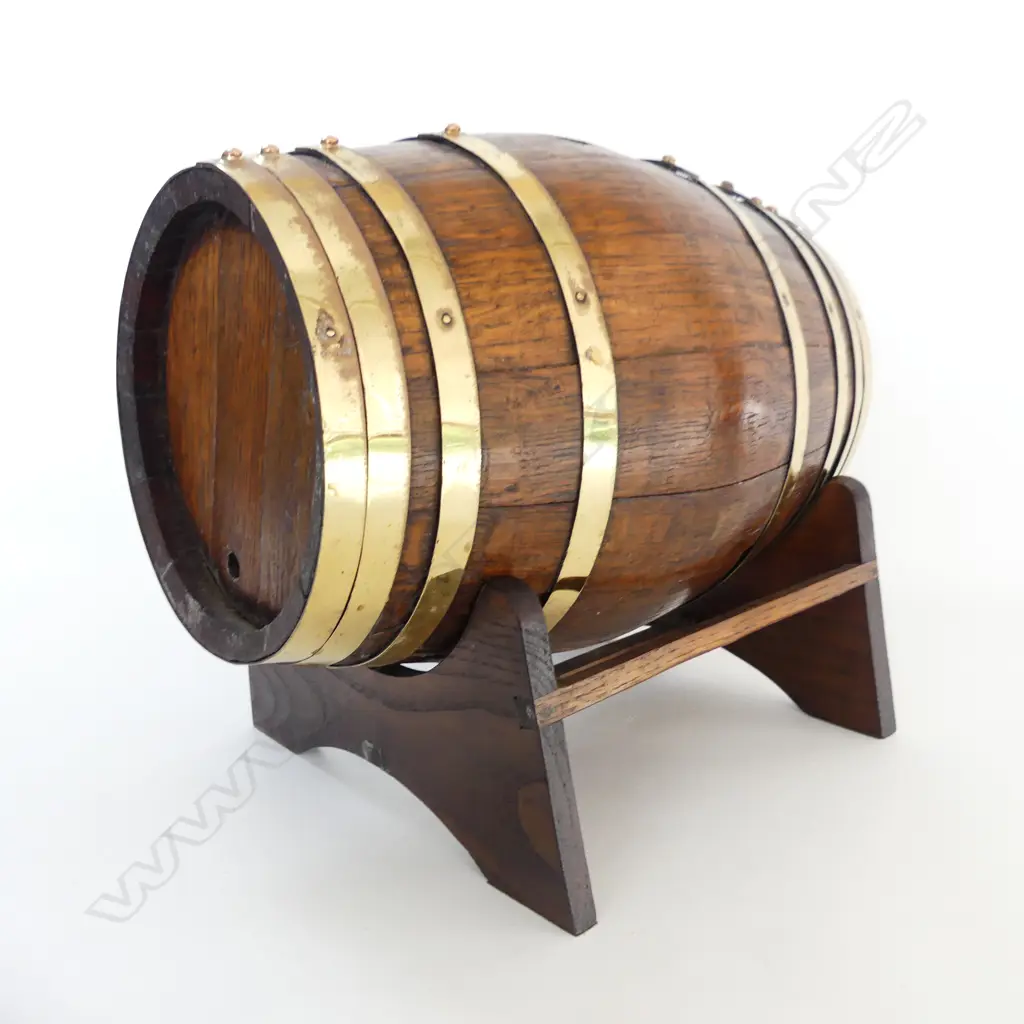 VINTAGE OAK BARREL ON STAND L.280mm Image 1++