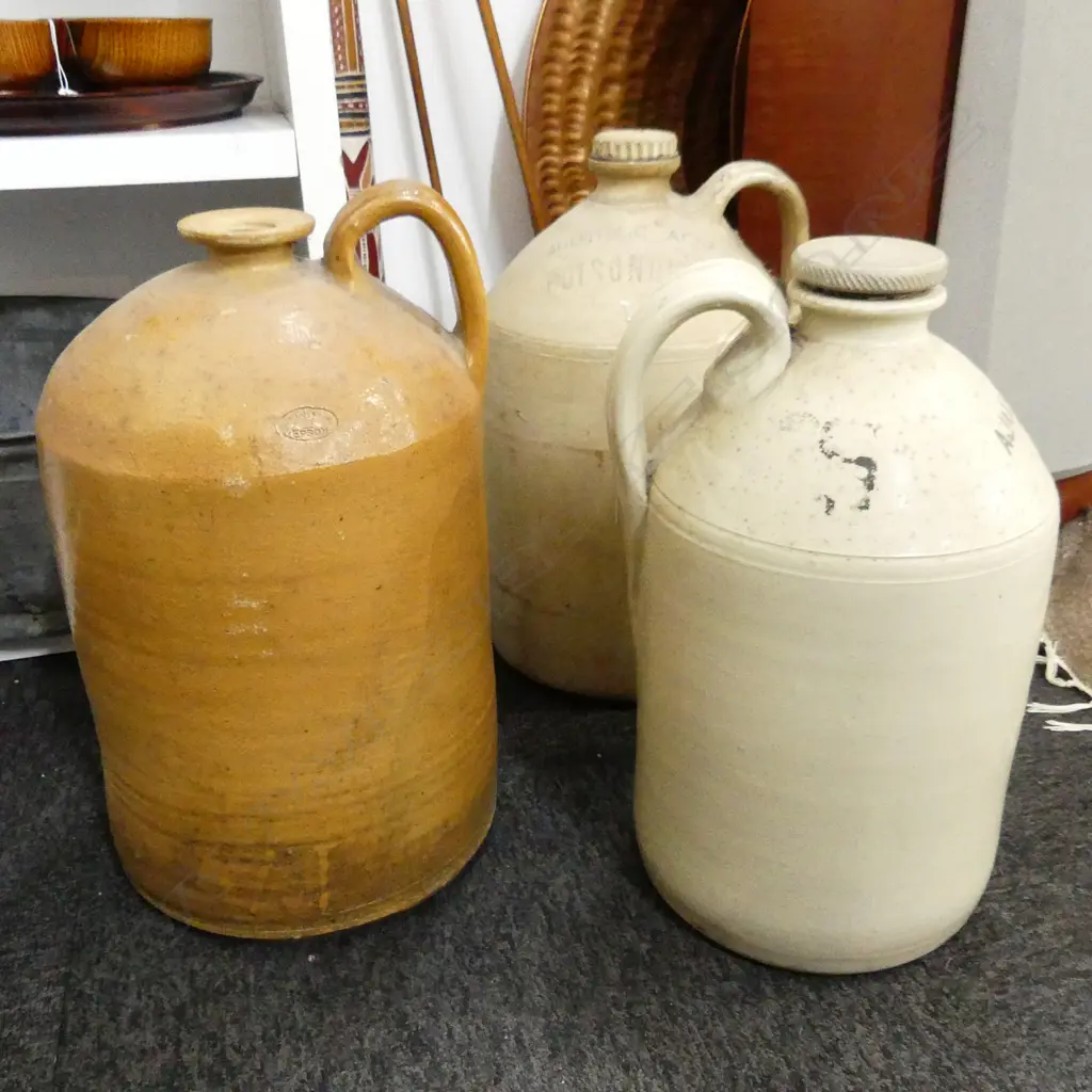 3 LG ACID CROCKS; BENDIGO, AJAX CHEMICAL CO. SYDNEY H.450mm Image 1++