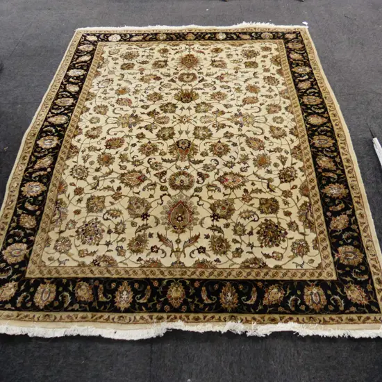 HAND KNOTTED INDIAN KASHMIRI WOOL & SILK ON COTTON RUG 2000x1550mm