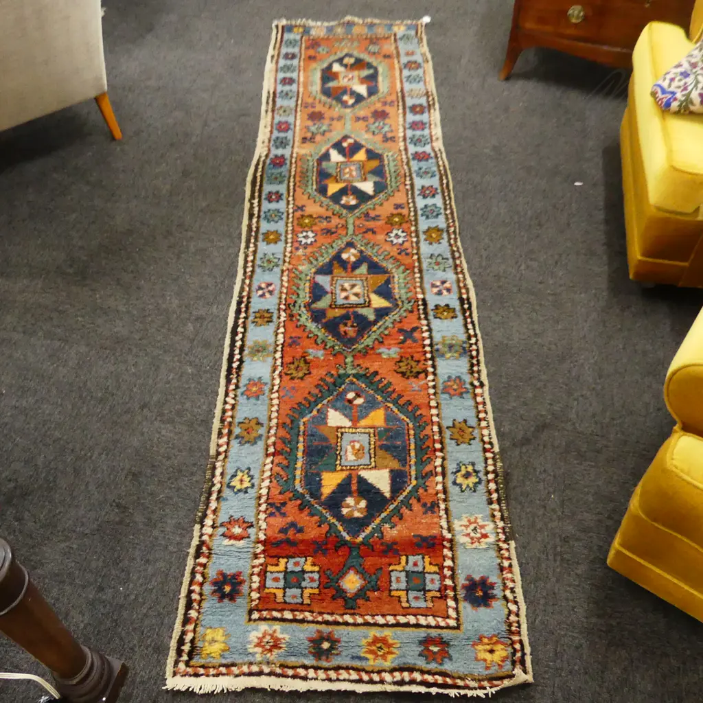 HAND KNOTTED WOOL PILE RUG 2700x670mm Image 1++