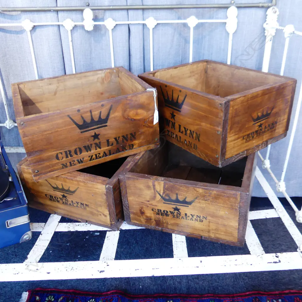 4 CRATES w. CROWN LYNN STENCIL, 500 x 300 x 340mm Image 1++