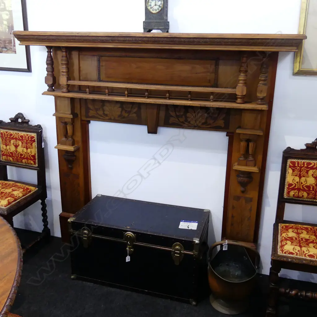LG EARLY 20thC CARVED WOODEN FIRE MANTLE SURROUND 1570x275x1475mm  Image 1++