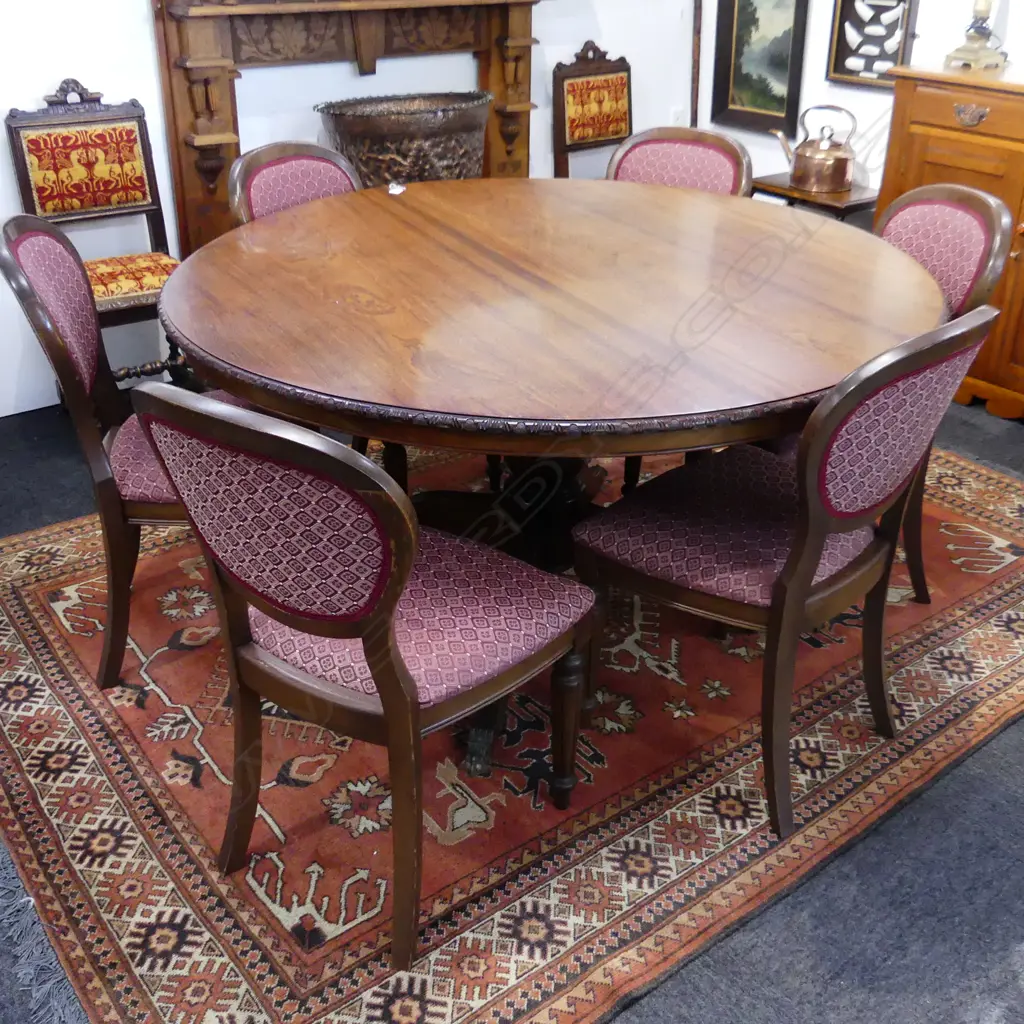 LG REGENCY STYLE MAHOGANY PEDESTAL CIRCULAR DINING TABLE 1490mm dia H.755mm + 6 CHAIRS Image 1++
