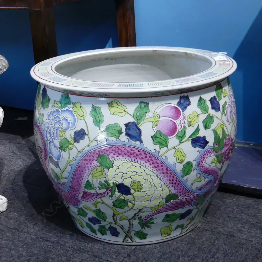 PR CHINESE FAMILLE ROSE FISH BOWLS w. CH'IEN LUNG MARK H.340mm 420mm dia Image 1++