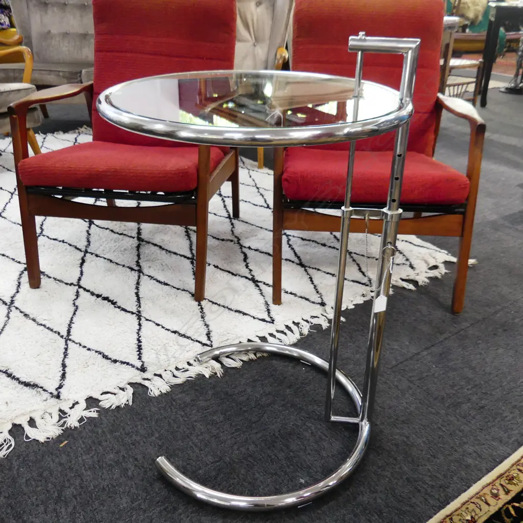 EILEEN GRAY STYLE ADJUSTABLE SIDE TABLE E1027 510mm dia H.640 / 1050mm Image 1++