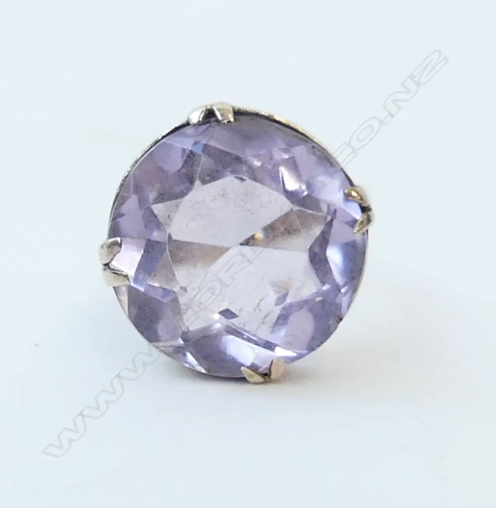 9CT GOLD AMETHYST RING  SIZE L Image 1++