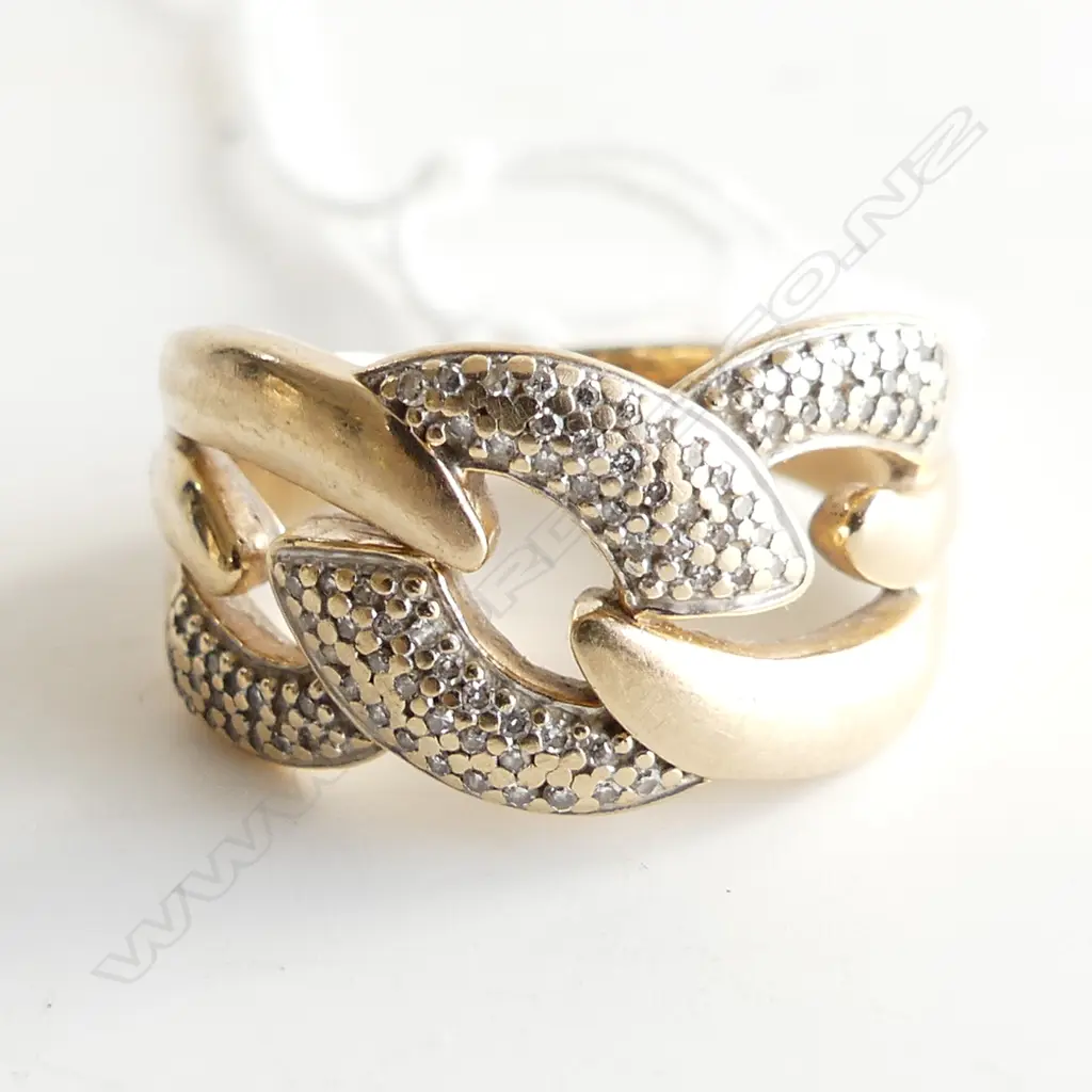 10ct GOLD MODERN OPEN DESIGN RING 6.9gms SIZE R Image 1++