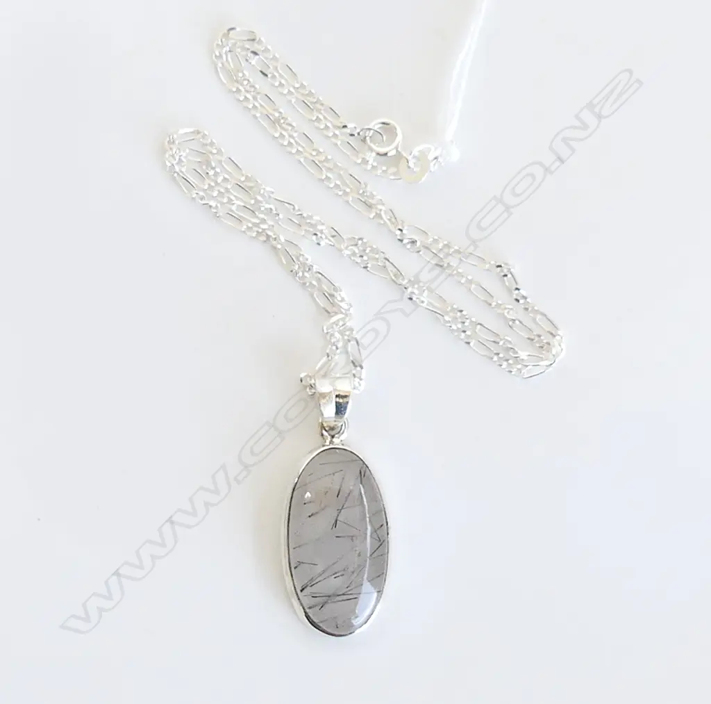 925 SILVER SET RUTILE PENDANT & CHAIN Image 1++