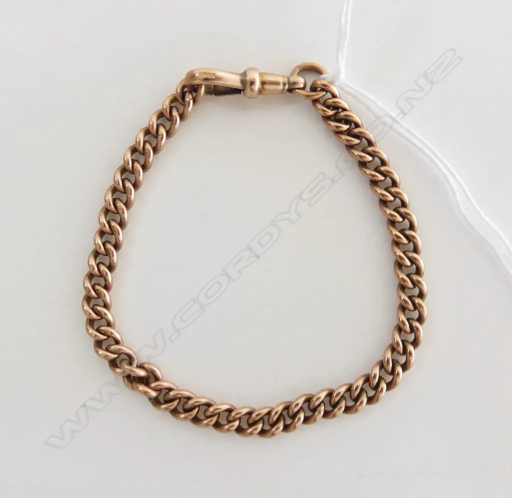 c1900 9ct ROSE GOLD SOLID CURB LINK BRACELET 14.65gms Image 1++