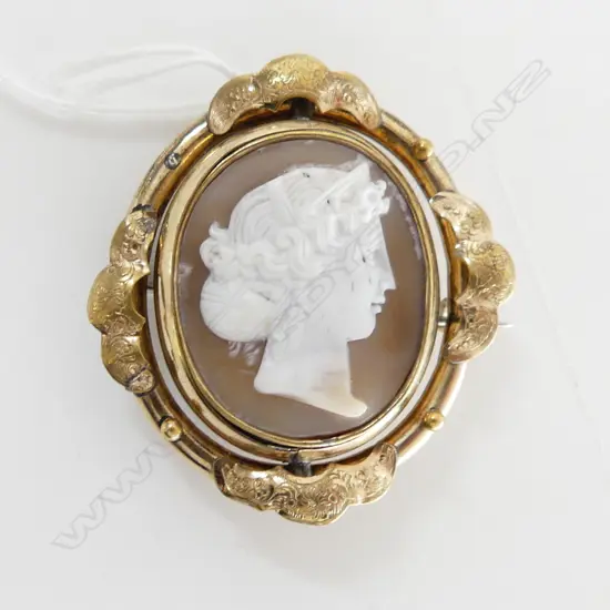 VICTORIAN PINCHBECK DOUBLE SIDED SWIVEL CAMEO BROOCH 50x40mm 
