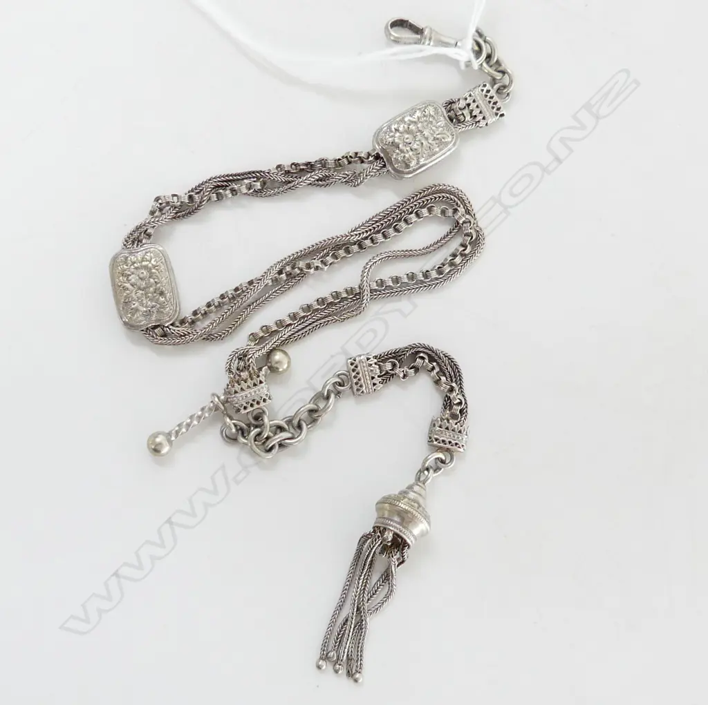UNMARKED STG SILVER ALBERTINA CHAIN L.400mm Image 1++