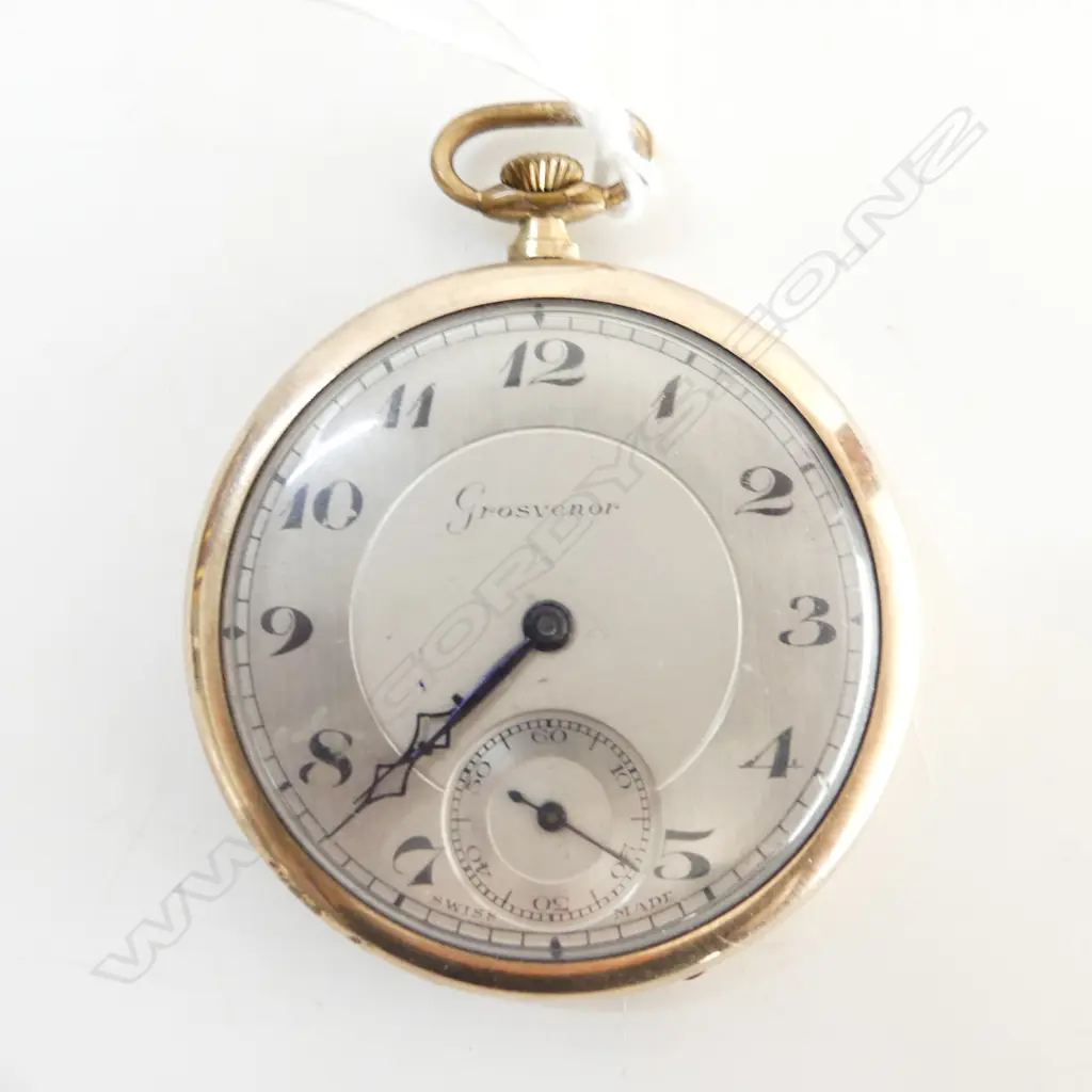 GROSVENOR open face GENT'S ROLLED GOLD POCKET WATCH C1920/1930 Image 1++