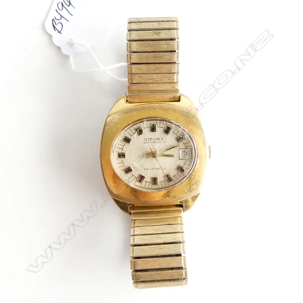 1970'S BIFORA AUTOMATIC 24 JEWEL GENT'S WRISTWATCH GOLD PLATE running  Image 1++
