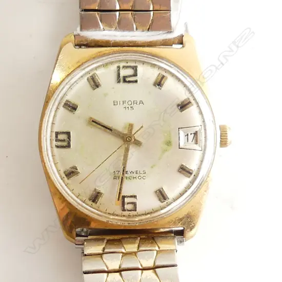1970'S BIFORA  115 AUTOMATIC 17 JEWEL GENT'S WRISTWATCH GOLD PLATE running 