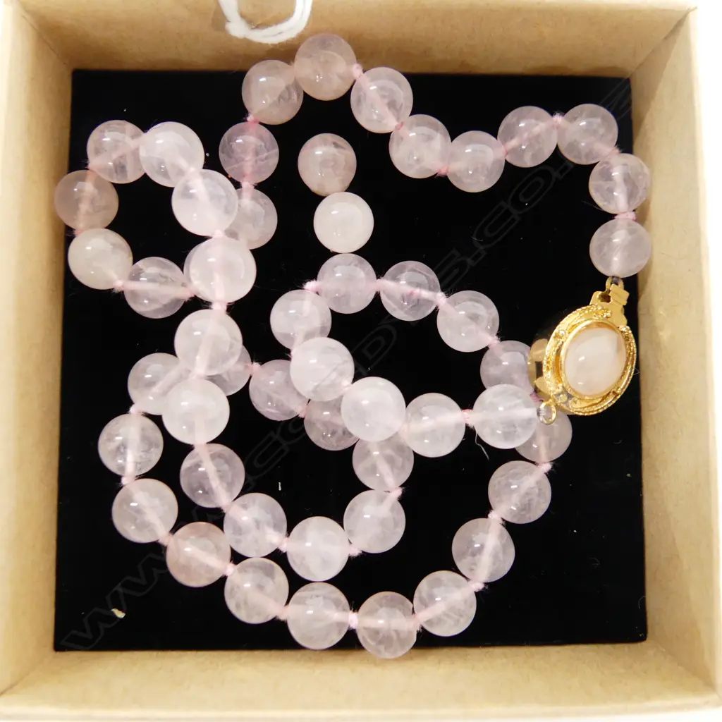 ROSE QUARTZ NECKLACE L.480mm + PR EARRINGS Image 1++
