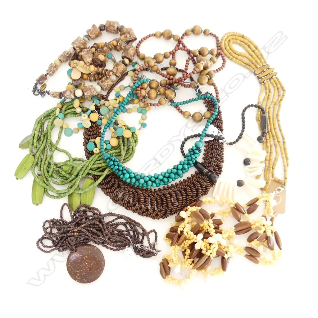 ASST BEAD, STONE, WOOD & SHELL NECKLACES Image 1++