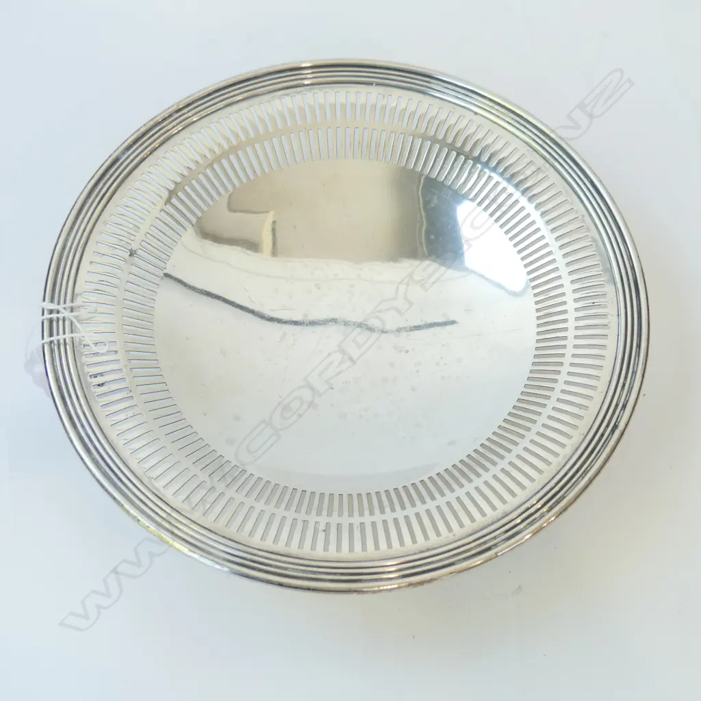 STG SILVER BOWL WITH PIERCED BORDER BIRKS USA 198GRAMS D. 190MM Image 1++