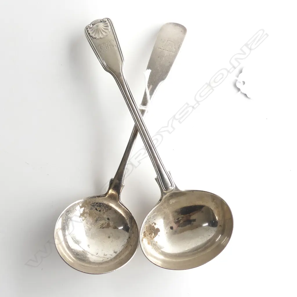 2 HALLMARKED STG SILVER LADLES 138gm Image 1++