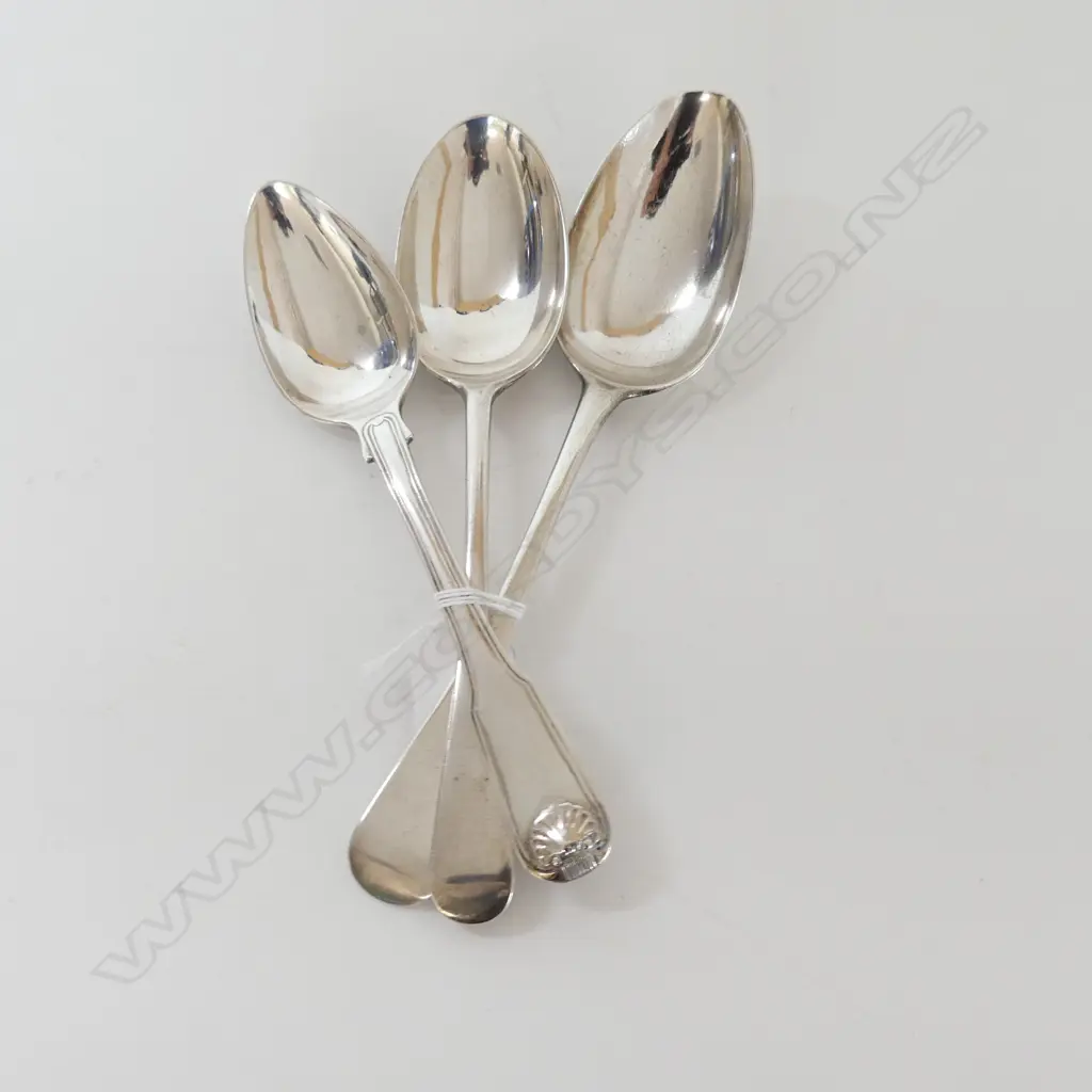 3 MISS MATCHED S/SILVER DESSERT SPOONS  208gms Image 1++