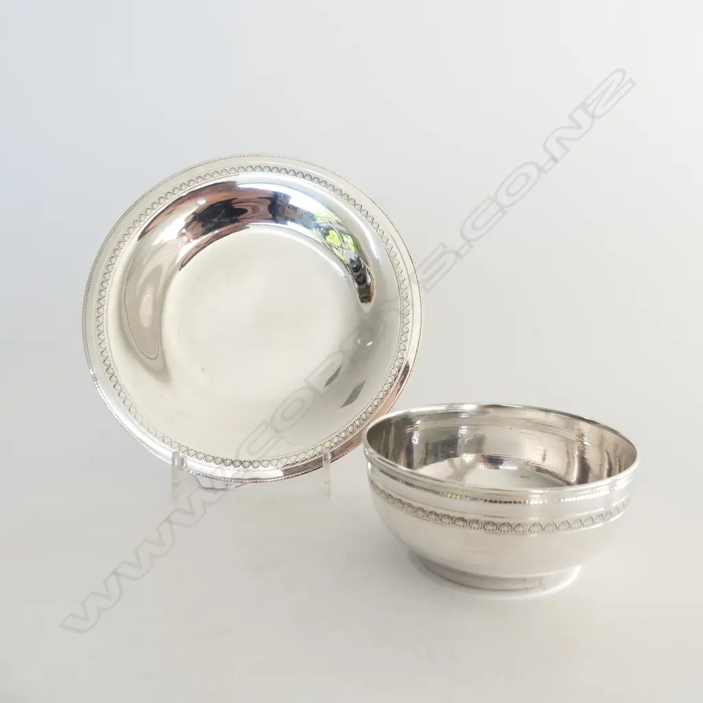 EGYPTIAN 900 SILVER PLATE 180mm dia & BOWL 303gm Image 1++