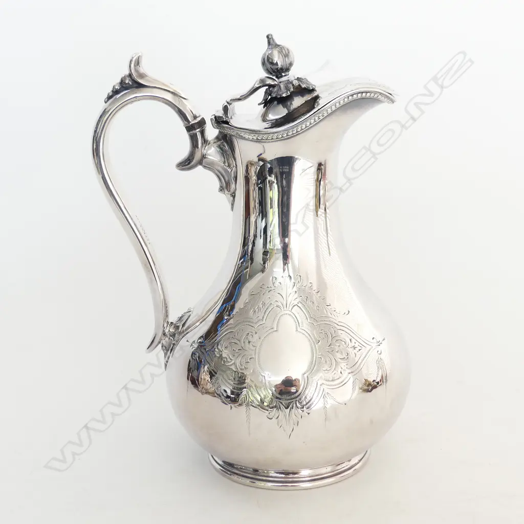 EPBM LATE 19thC SILVER PLATE CLARET JUG fancy finial Image 1++