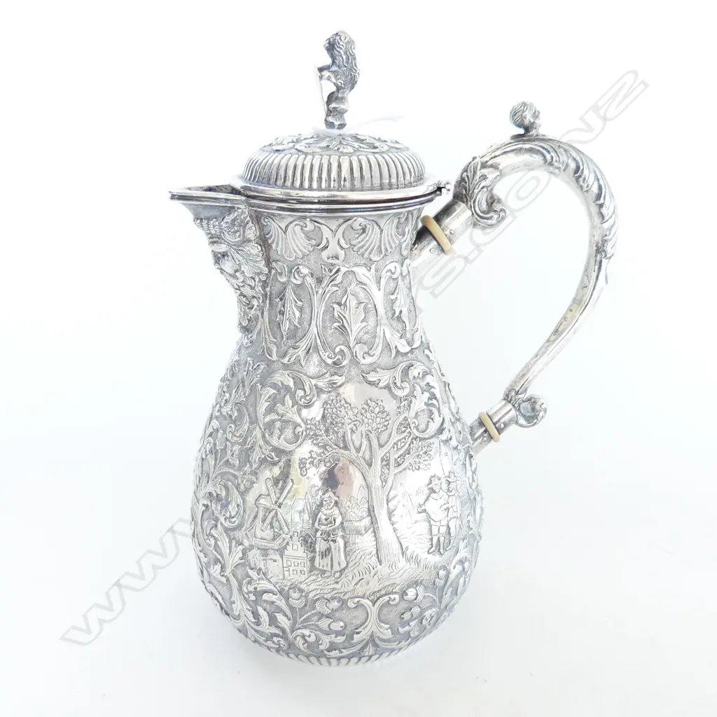 DUTCH SILVER JUG - LION PASSANT MARK 833 MIN H.230mm 528 GM Image 1++